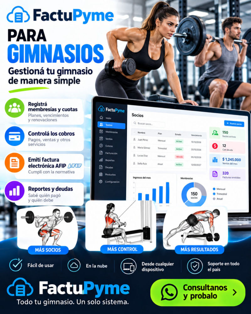 FactuPyme Gimnasios: socios, membresías, rutinas y cobros
